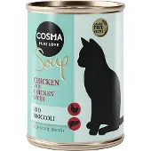 Cosma 24x 100g Soup kanafileetä, kananmaksa & parsakaali märkäruokaa kissoille