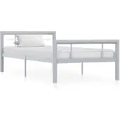 vidaXL Sängynrunko harmaa ja valkoinen metalli 100x200 cm