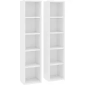 vidaXL CD-hyllyt 2 kpl valkoinen 21x16x93,5 cm lastulevy