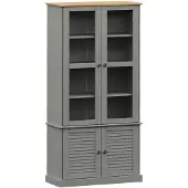 vidaXL Vitriinikaappi VIGO harmaa 85x35x170 cm täysi mänty