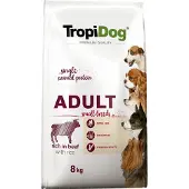 Tropidog 8kg Premium Adult Small, naudanliha riisi koiran kuivamuonaa