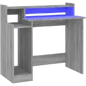 vidaXL Työpöytä LED-valoilla harmaa Sonoma 97x45x90 cm tekninen puu
