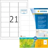 Herma 10727, Valkoinen, Itse kiinnittyvä tulostintarra, Stanssausmerkintä, A4, Paperi, Laser/Inkjet