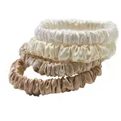 Lenoites Mulberry Silk Skinny Scrunchies White, Cream White
