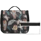Gillian Jones Organizer Cosmetic Bag Black Tiger And Palm Print