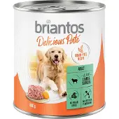 Briantos 6x800g Delicious Paté lammas & porkkana koiran märkäruoka