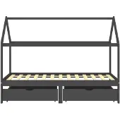 vidaXL Lasten sängynrunko laatikoilla t.harmaa täysi mänty 90x200cm