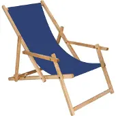Springos Wooden folding deck chair with armrests, impregnated frame