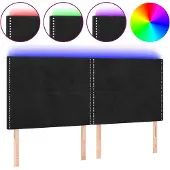 vidaXL Sängynpääty LED-valoilla musta 180x5x118/128 cm sametti