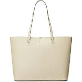Ralph Lauren Crosshatch Leather Large Karly Tote - Beige - ONE SIZE