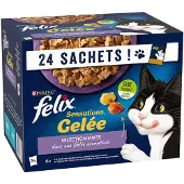 Felix 24x 85g "Sensations" pussit Sekalaista lajiketta hyytelössä märkä kissanruoka