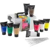 Nassau Akryylimaali 9 colours (75 ml) + 6 Sivellined