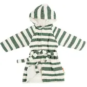 Done by Deer Bathrobe Gots Stripes Green 3-4Y - Multi/patterned - LENGTH:60CM