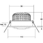 Brumberg Kerby-R-LED-kohdevalo 4000K alumiini Kerby-R, himmennettävä, Alumiini/harmaa/sinkki, Olohuone/ruokailutila, Alumiini,