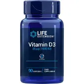 Life Extension Vitamin D3 25 mcg (1000 IU) 90 softgels ravintolisä