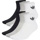 Adidas Originals Sukat 'Mid Ankle 6 Pairs' meleerattu harmaa / musta / valkoinen