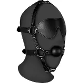 Ouch! XTREME - Silmämaski ja suupallo harness, suupallo, fetissi, bdsm, bondage