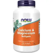 Now Kalsium ja magnesium yhdessä D-vitamiinin ja sinkin kanssa - 120 pehmeää kapselia