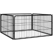 vidaXL Koiranhäkki 4 paneelia musta 100x50 cm jauhemaalattu teräs