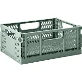 3 Sprouts Modern Folding Crate - Medium - Green - 29.4CM X 21.8CM X 12.8CM