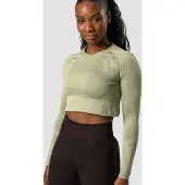 ICANIWILL Impact Seamless LS Crop Top Light Leaf Green