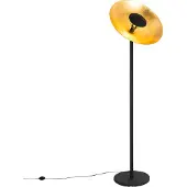 QAZQA Teollinen lattiavalaisin musta kultaisella sisäosalla 60 cm - Magnax