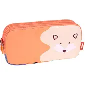 Milan 3-zip Pencil Case Fun Animals Special Series Oranssi Mies