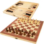 CB Toys 3-in-1 Shakkilauta Puinen Lautapeli