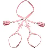 Strict Pinkit Bondage-valjaat Ruseteilla - Pinkki - XL/2XL