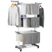 24hShop Herzberg HG-8034GRY: Liikkuva vaateteline - harmaa