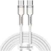 Baseus Cafule Metal -sarjan nylonpunottu USB-C/USB-C-kaapeli - 100W - 2m - valkoinen
