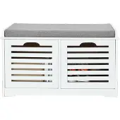 SoBuy Säilytyspenkki leluille, 2 koreja, Säilytyspenkki Kenkäkaappi Pituus 71 cm Leveys 35 cm Korkeus 43 cm valkoinen FSR23-K-W