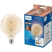 Philips Smart Lighting Filamenttilamppu G125 E27, Tunable white, Älylamppu, Wi-Fi/Bluetooth, Läpinäkyvä, Wi-Fi 4 (802.11n), 802.11b, 802.11g, LED, E27