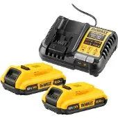 DeWalt Akku DCB1104D2-QW; 18 V; 2,0 Ah; Li-ion; 2 kpl.+ latauslaite