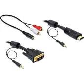 DeLOCK 84455, 2 m, DVI-D, HDMI, Kulta, Musta, Uros/uros