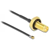 DeLOCK – Antenna cable SMA to I-PEX MHF 4L LK 20 cm splash proof, 10 mm thread (12663)