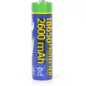 Gembird EG-BA-18650/2600, Ladattava akku, Litiumioni (Li-Ion), 3,7 V, 1 kpl, 2600 mAh, Sininen