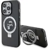 Karl Lagerfeld KLHMP15LHMRSKCK iPhone 15 Pro 6.1 musta/musta kovakuori Ring Stand Karl&Choupette MagSafe