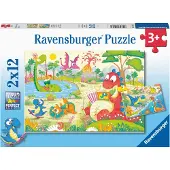Ravensburger Palapeli Dinosaurukset 2x12