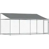 vidaXL Koiranhäkki katolla ja ovella harmaa 4x2x2 m galvanoitu teräs