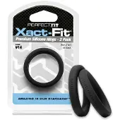 Perfect Fit Perfectfitbrand Xact-Fit 14 koko, 2kpl, mustan väriset penisrenkaat