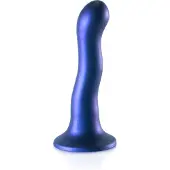 Ouch! - Silikoninen G-piste dildo, muotoiltu, taipuisa, kimmoisa, kestävä, imukupilla, metallinhohtoinen, sininen