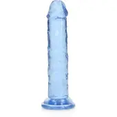 Realrock Super Flexible - Dildo 6" sininen, kimmoisa, joustava, imukupilla, läpikuultava