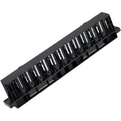Deltaco – 19" cable management, plastic, rounded corners, finger duct and feedthrough, 1U, black (19-22)