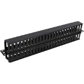 Deltaco – 19" cable management, metal/plastic, double sided finger duct, 1U, black (19-21)