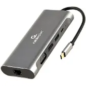 Gembird A-CM-COMBO7-01, USB 3.2 Gen 1 (3.1 Gen 1) Type-A, 100 W, Harmaa, MicroSD (TransFlash), SD, 30 Hz, 3.5mm, HDMI, RJ-45, USB 3.2 Gen 1 (3.1 Gen 1