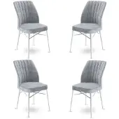 Atelier Del Sofa 4 tuolin setti Flex, harmaa/valkoinen