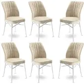 Atelier Del Sofa 6 tuolin setti Flex, beige/valkoinen