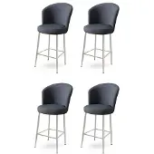 Atelier Del Sofa 4 baarijakkaran setti Alte, antrasiitin/kromin värinen