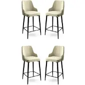 Atelier Del Sofa 4 Enox-baarijakkaran setti, kermanvärinen/musta